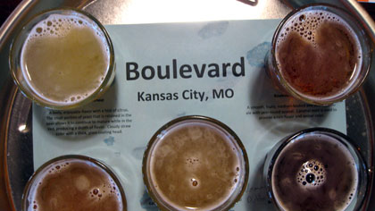 Boulevard beer flight at Flying Saucer in Kansas City