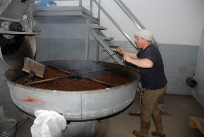 Roasting malt at Zywiec Brewery