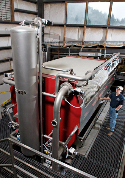 Mash filter press at Alaskan Brewing