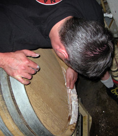 Vinnie Cilurzo repairing a barrel